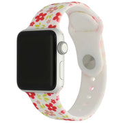 Apple Watch print bandje - siliconen - bloemen rood