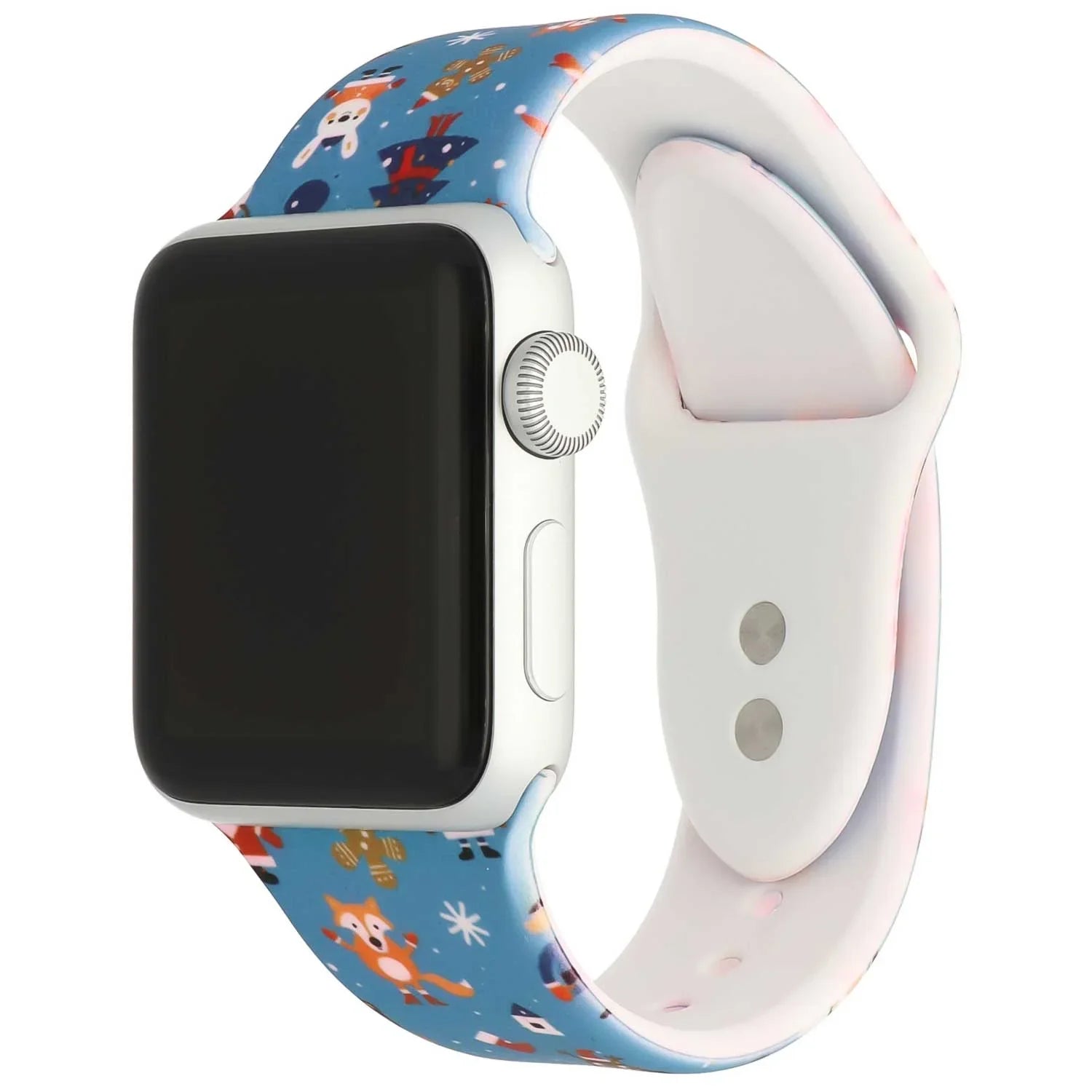 Apple Watch print bandje - siliconen - kerst - blauw