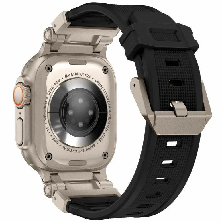 Apple Watch Robust bandje - siliconen - zwart - titanium