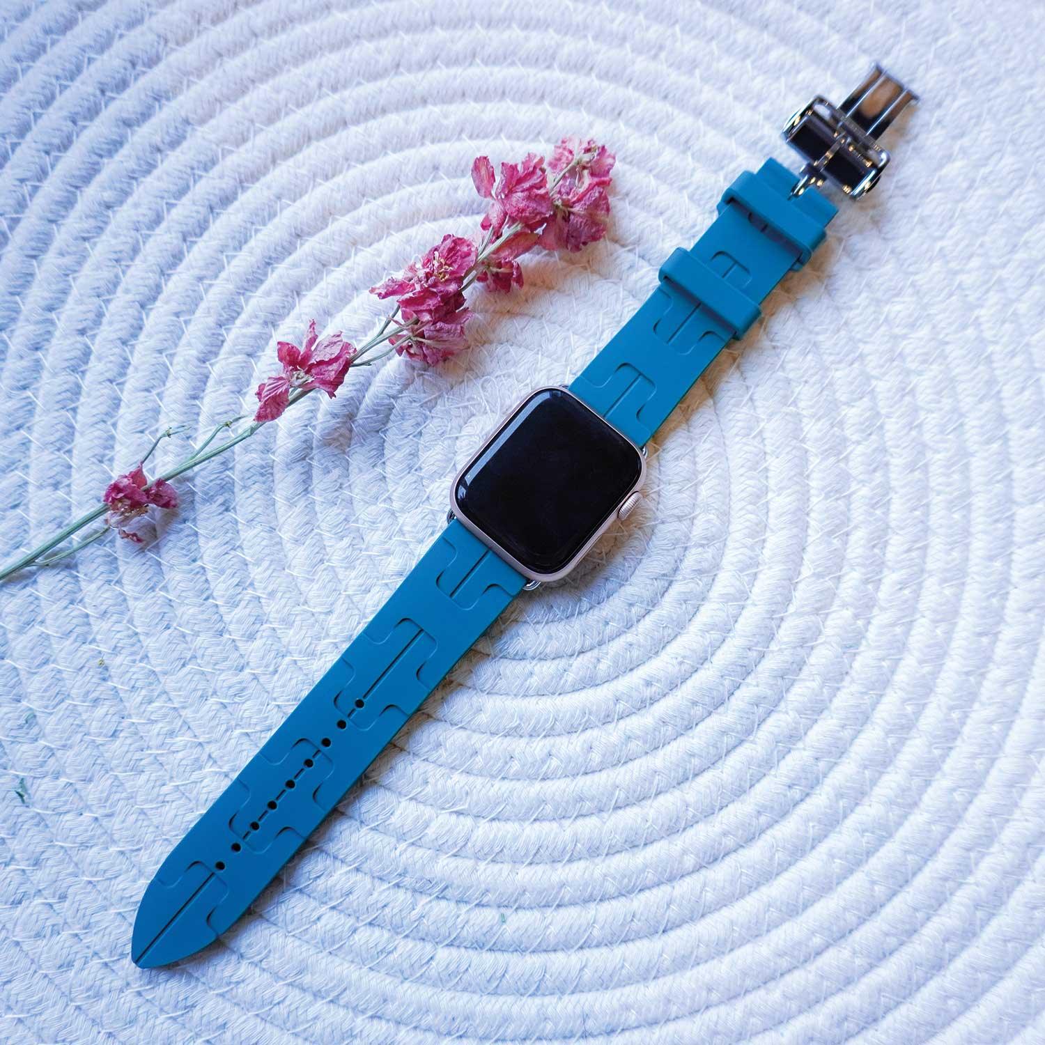 Apple Watch bandje kilim - siliconen - dennengroen