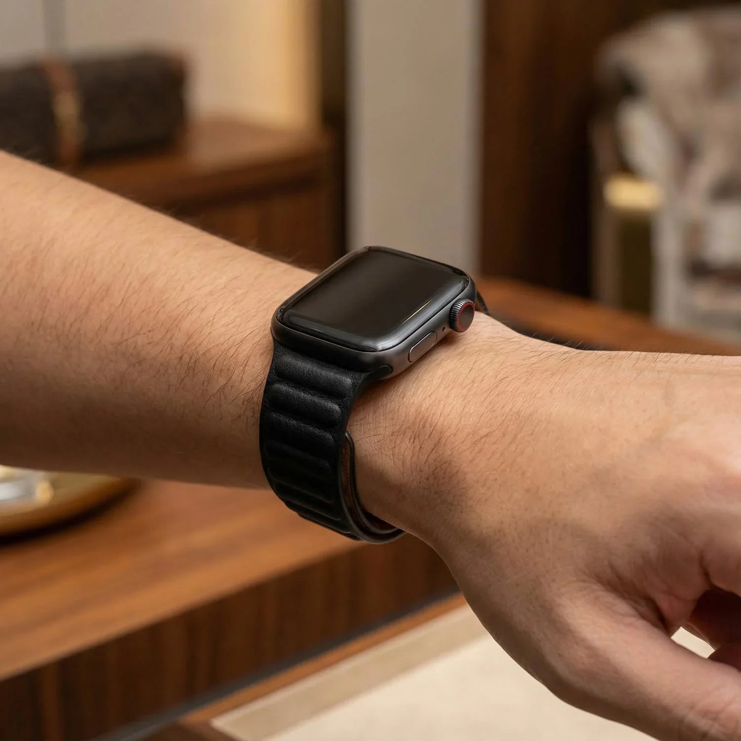 Apple Watch bandje - leer - solo - zwart
