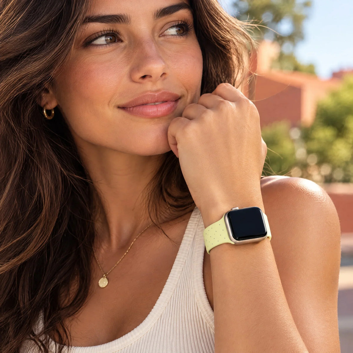 Apple Watch bandje Dots - siliconen - geel