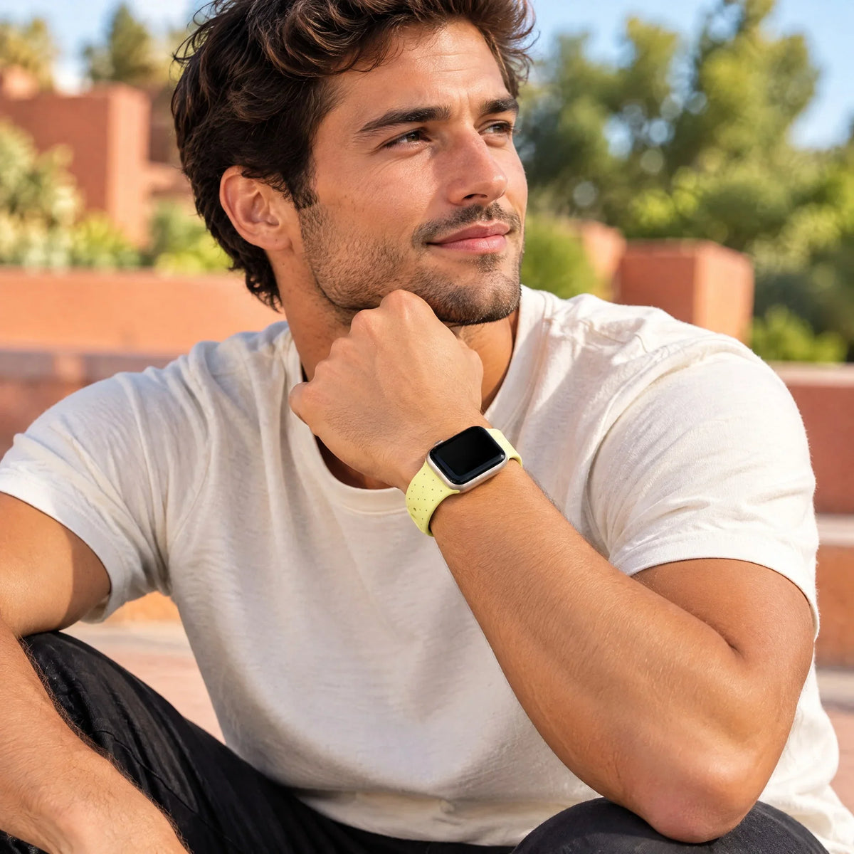 Apple Watch bandje Dots - siliconen - geel