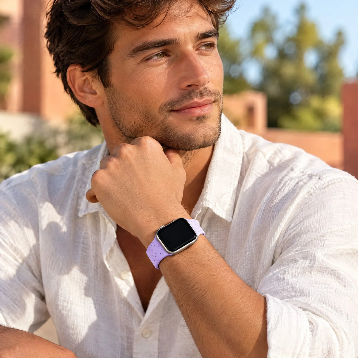 Apple Watch bandje Dots - siliconen - paars