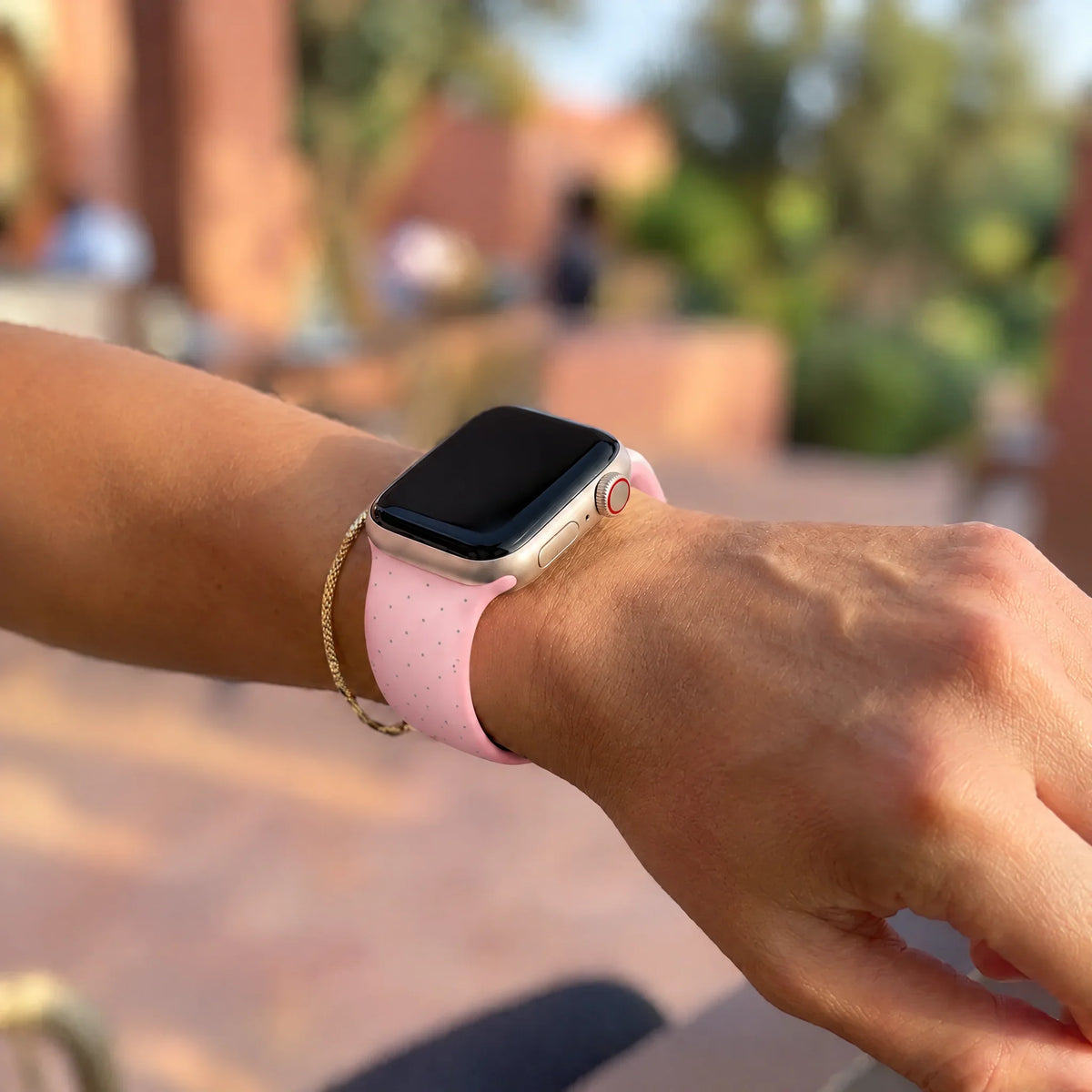 Apple Watch bandje Dots - siliconen - roze