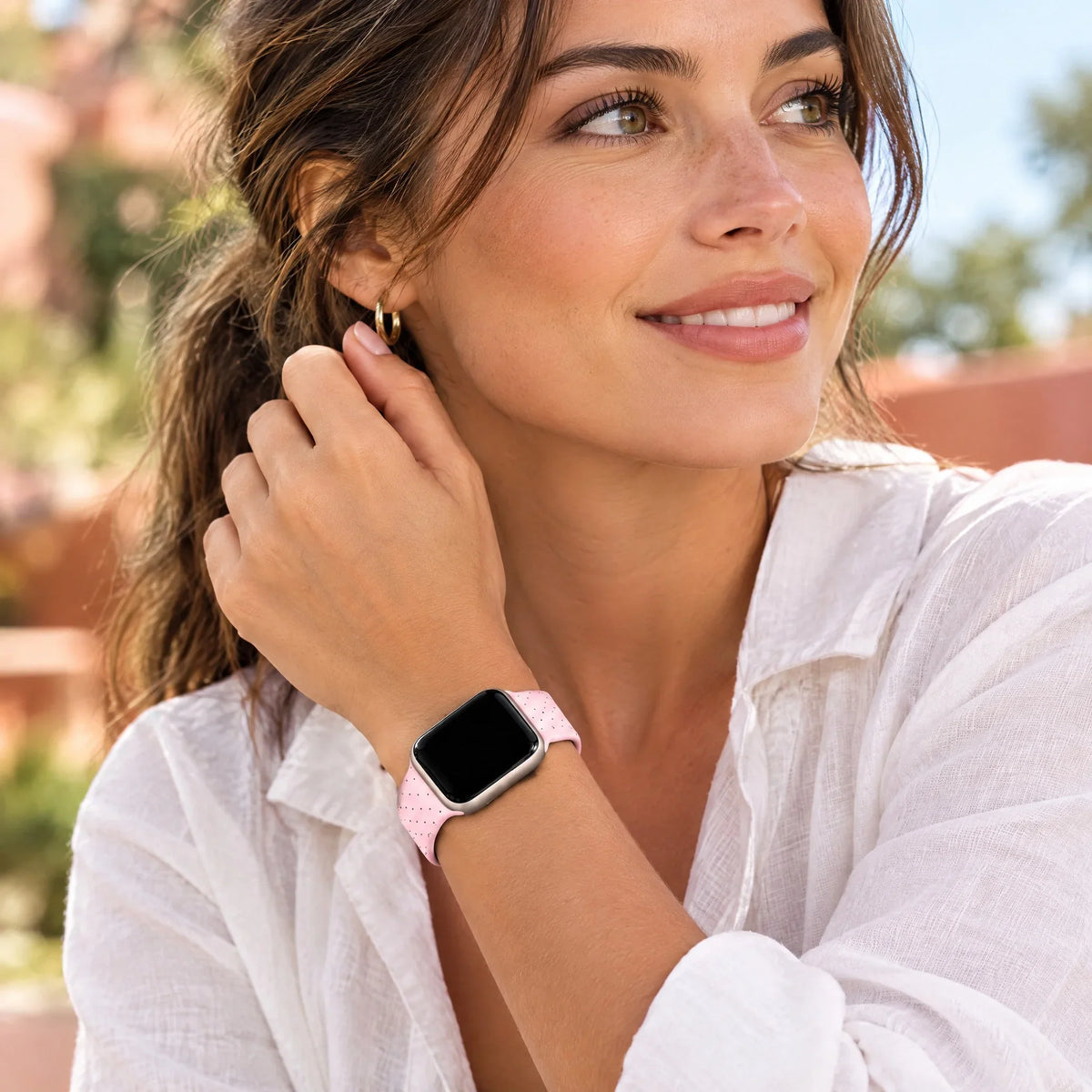 Apple Watch bandje Dots - siliconen - roze