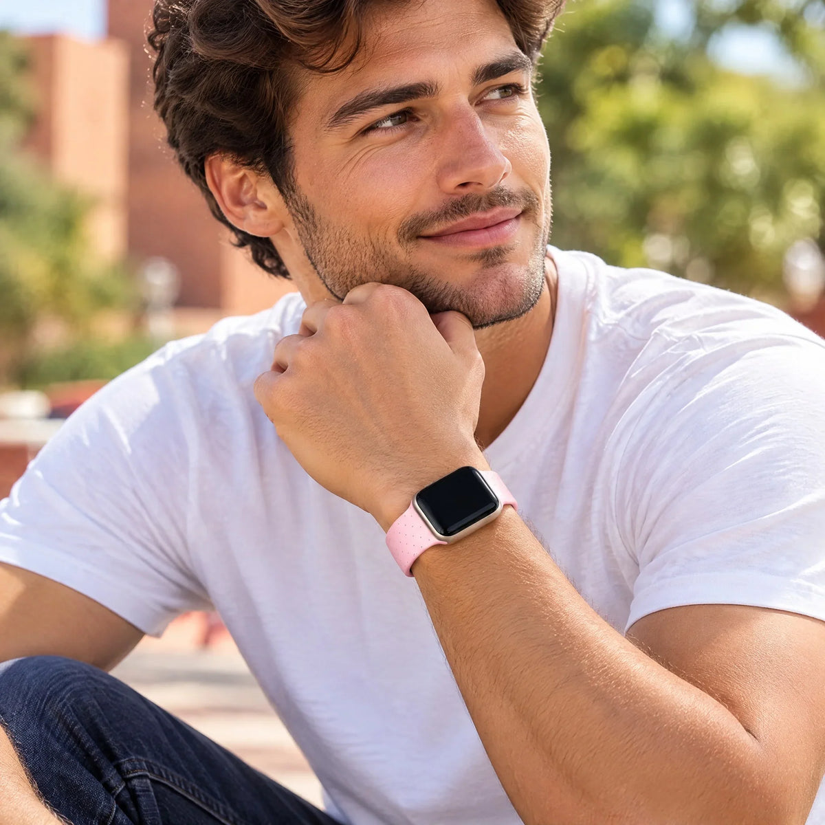 Apple Watch bandje Dots - siliconen - roze