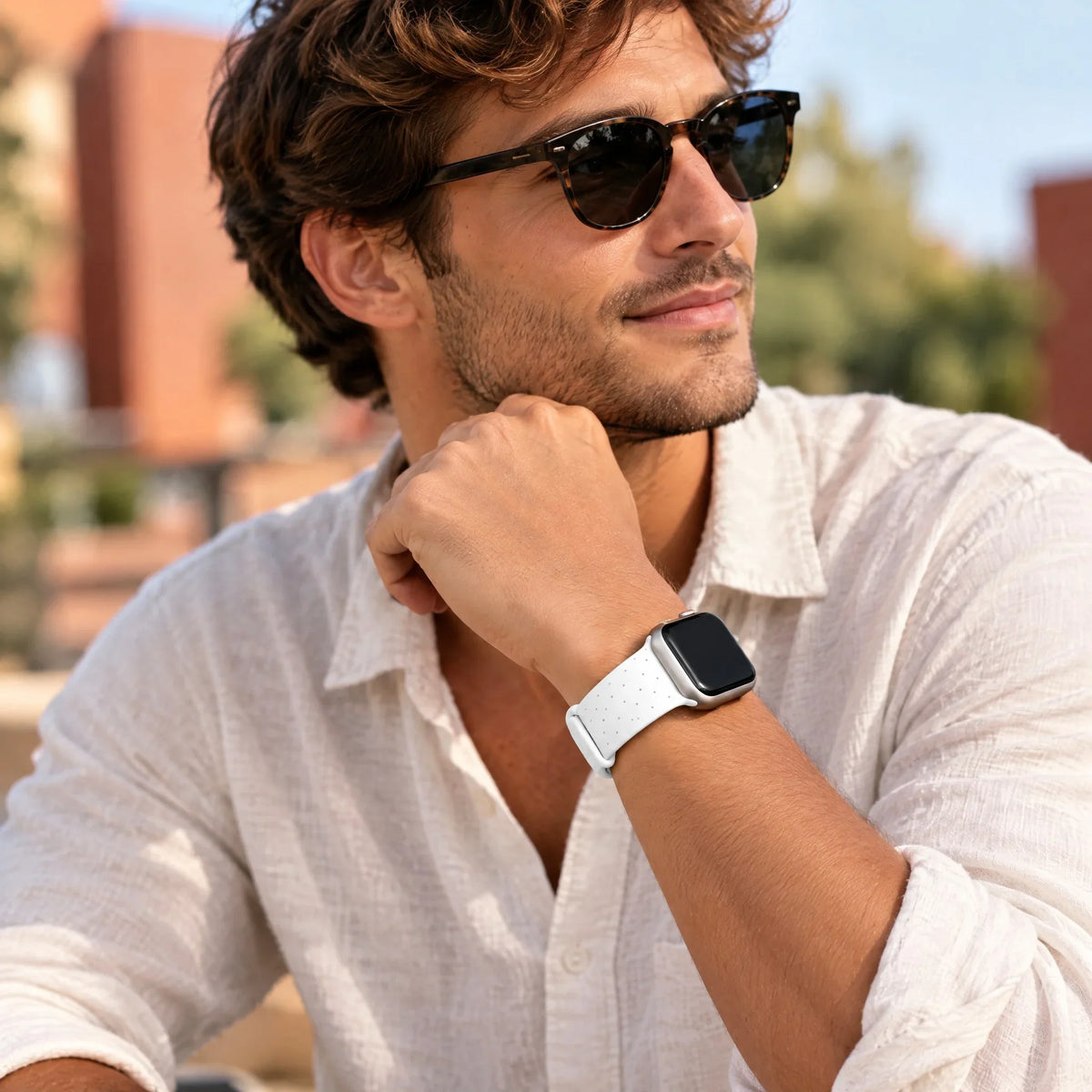 Apple Watch bandje Dots - siliconen - wit