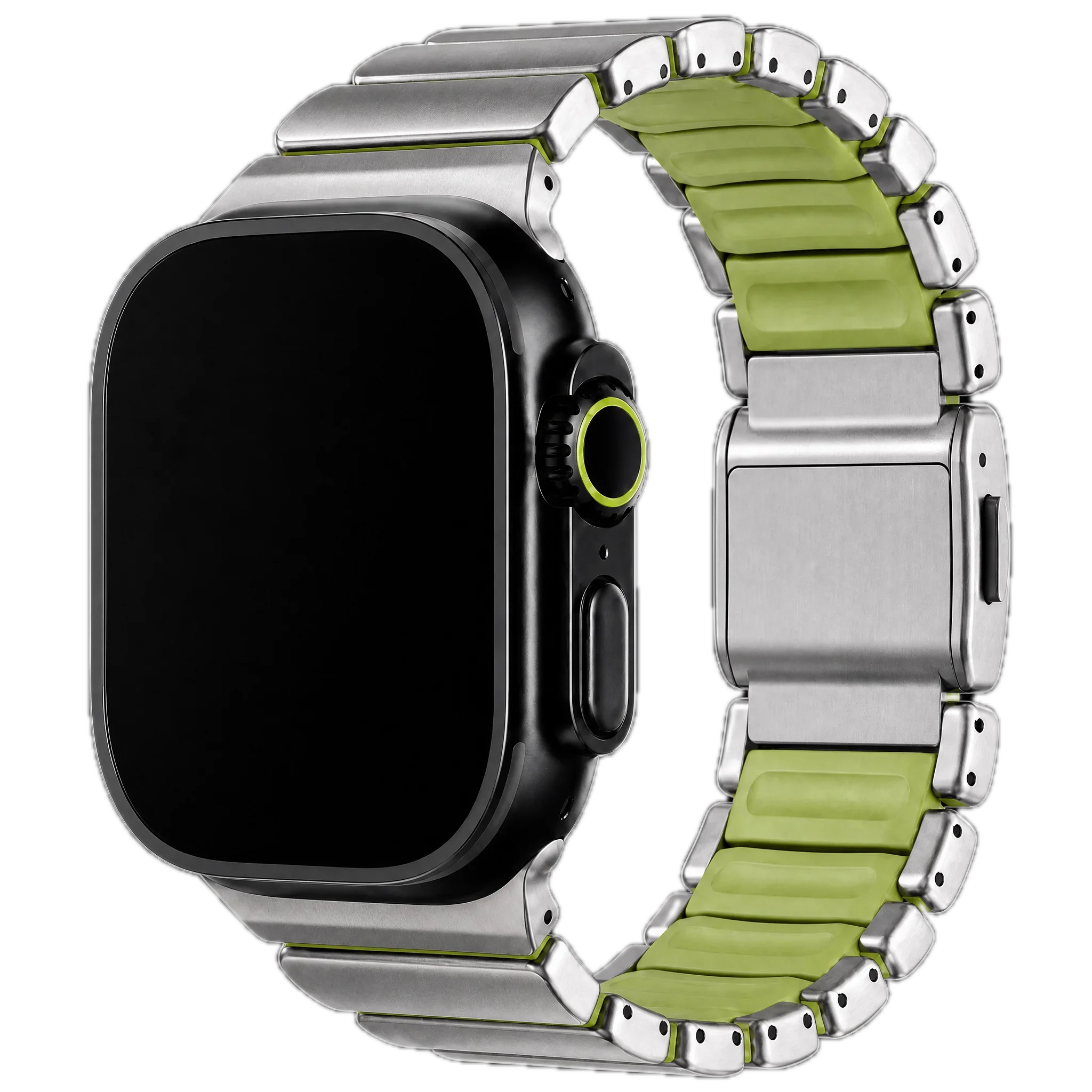Apple Watch bandje Ember - staal - titanium groen