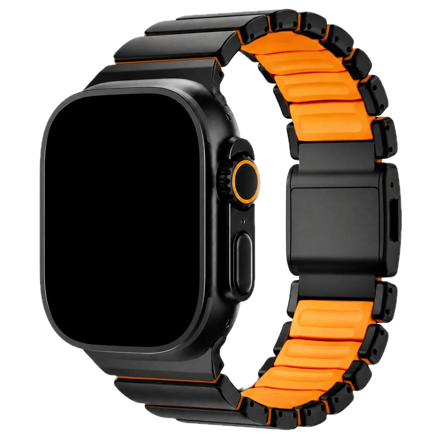 Apple Watch bandje Ember - staal - zwart oranje