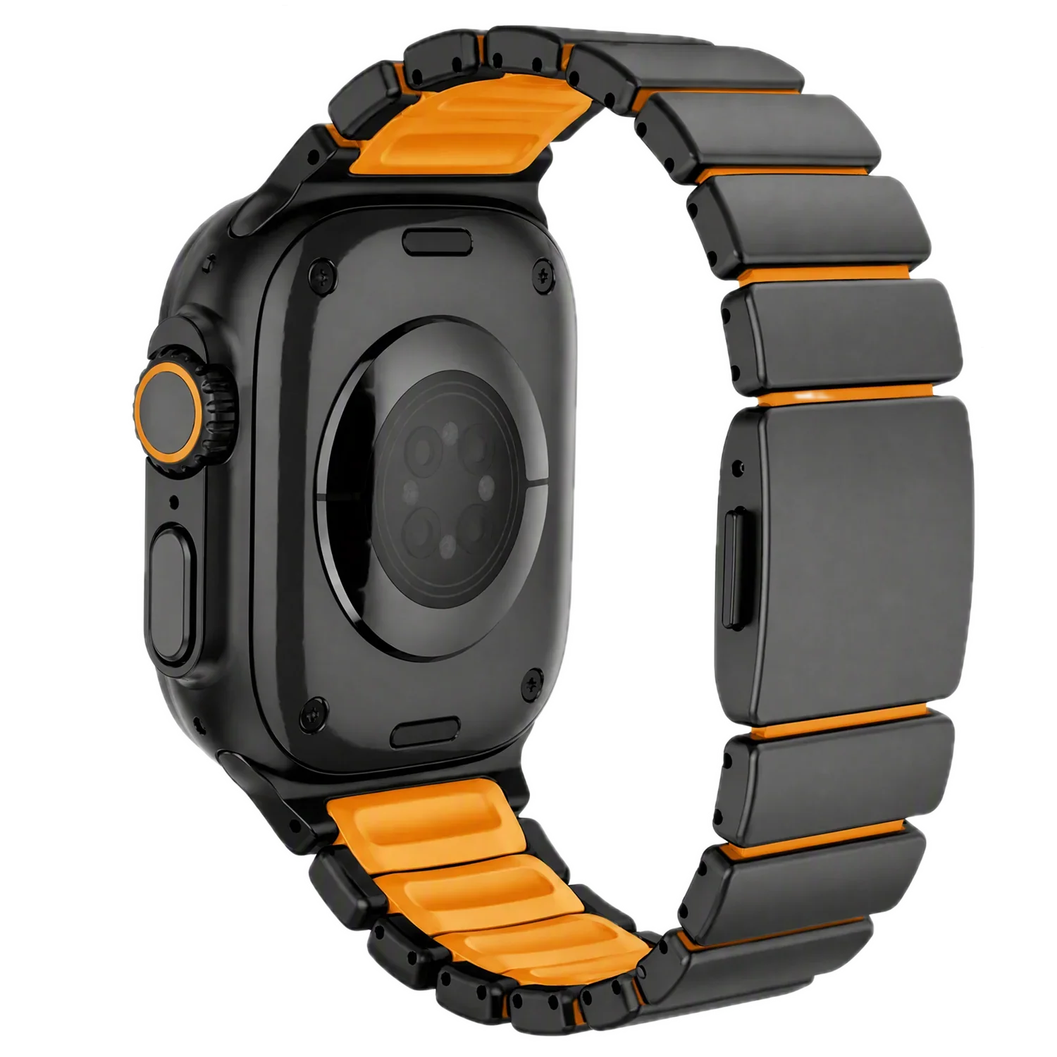 Apple Watch bandje Ember - staal - zwart oranje