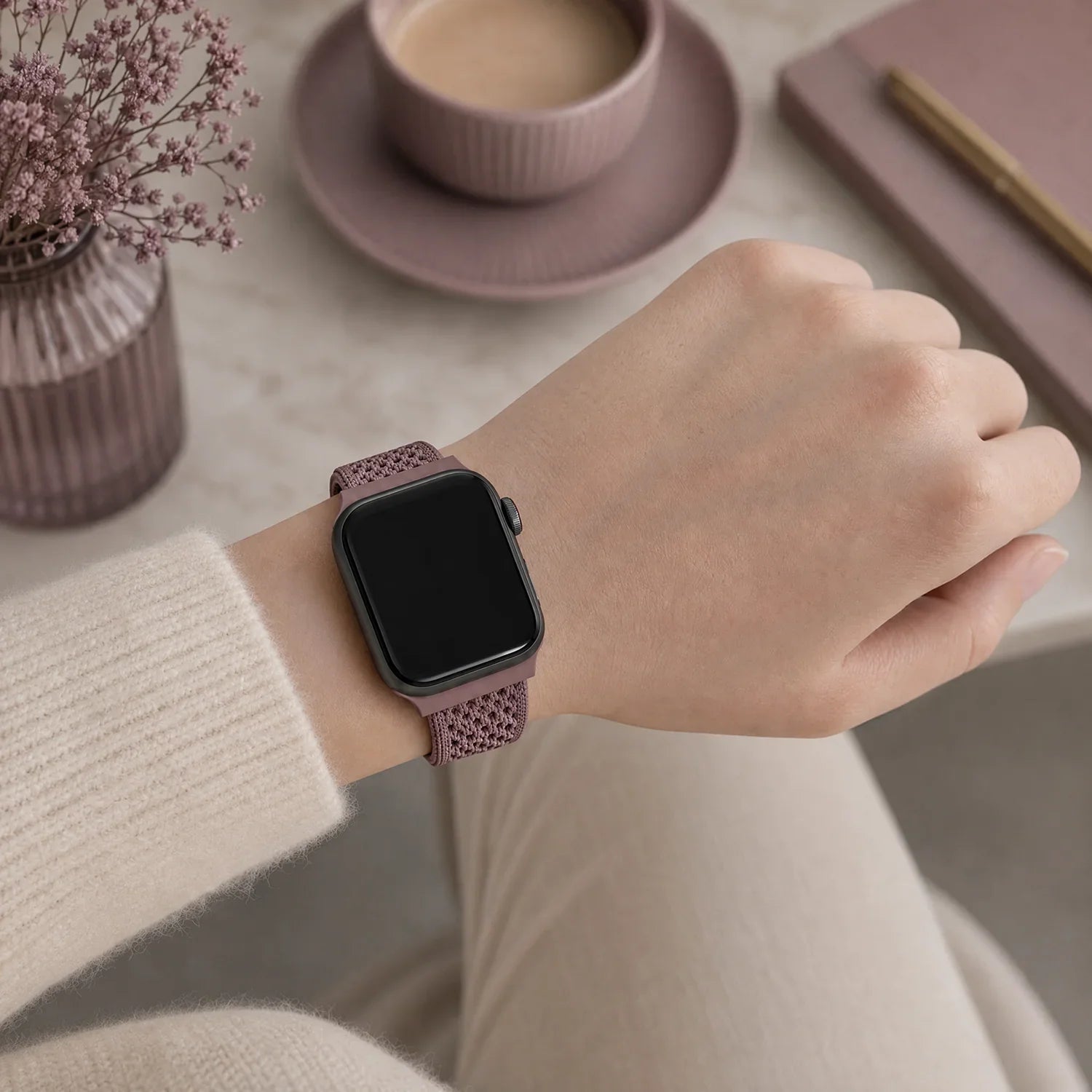 Apple Watch bandje Knit - nylon - smokey paars
