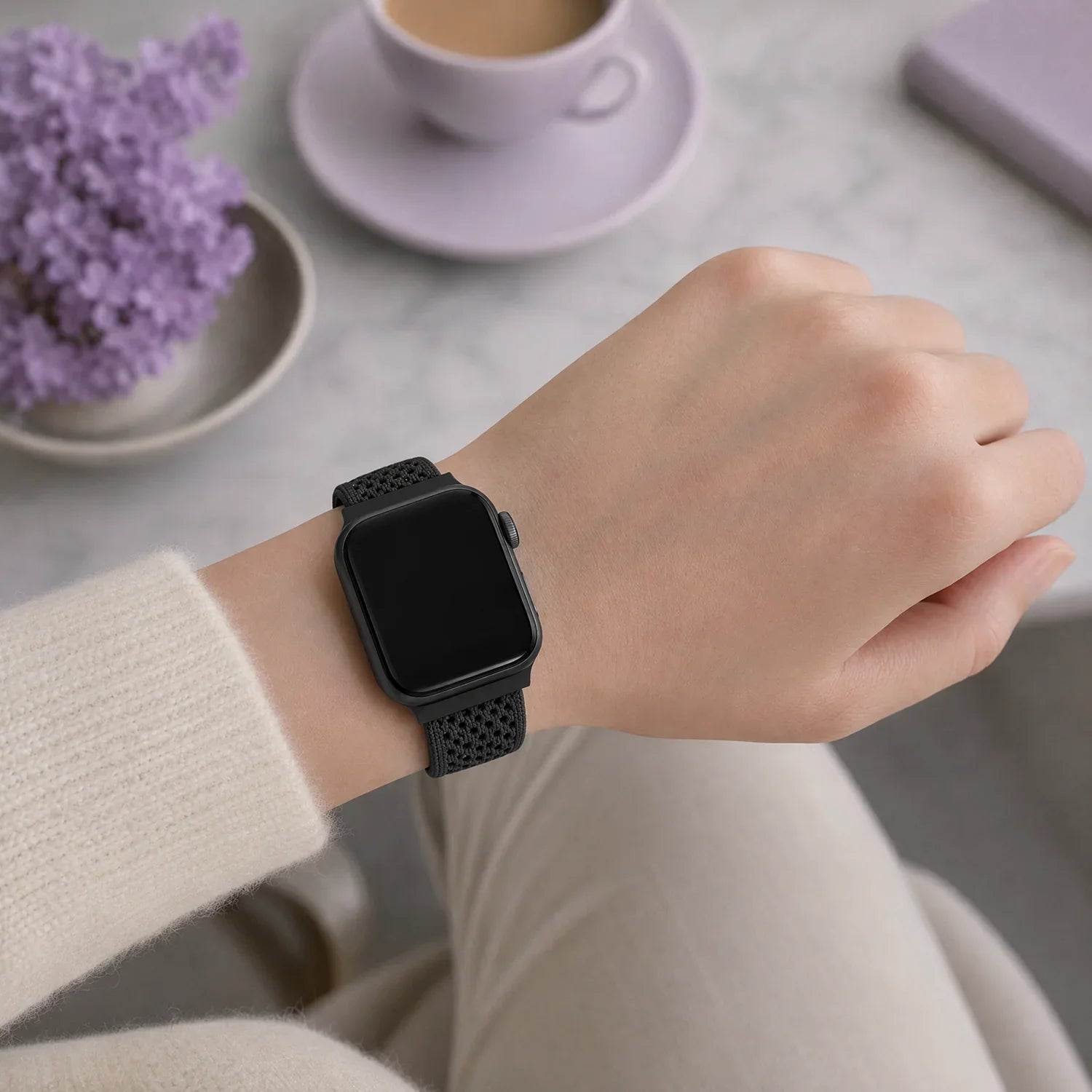 Apple Watch bandje Knit - nylon - zwart