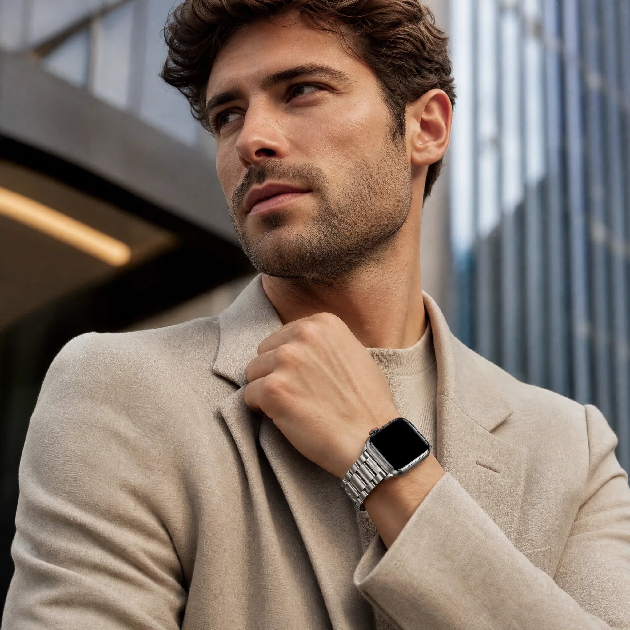 Apple Watch bandje Rivaro - staal - sterrenlicht