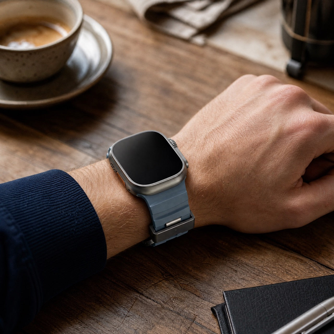 Apple Watch siliconen Ranger bandje - blauw
