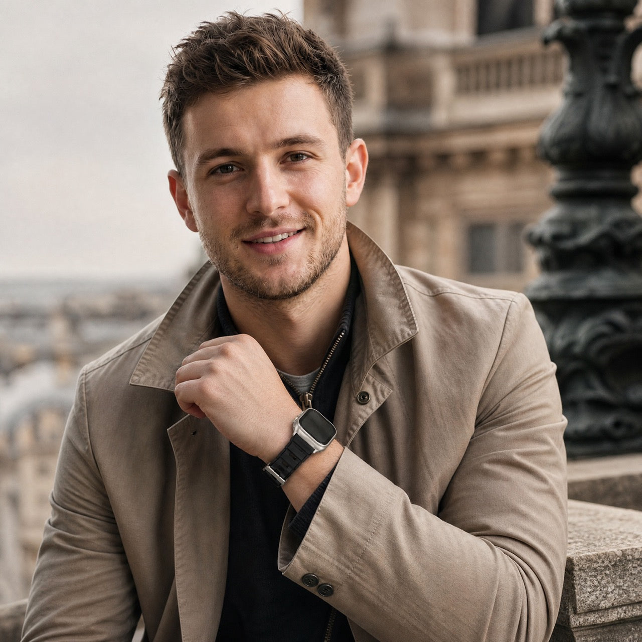 Apple Watch siliconen Ranger bandje - zwart