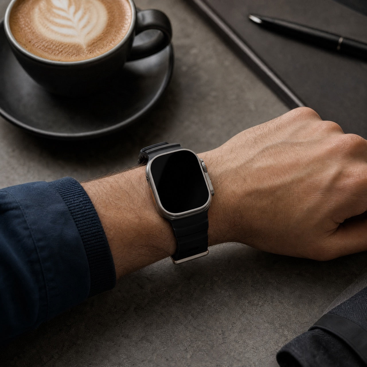 Apple Watch siliconen Ranger bandje - zwart