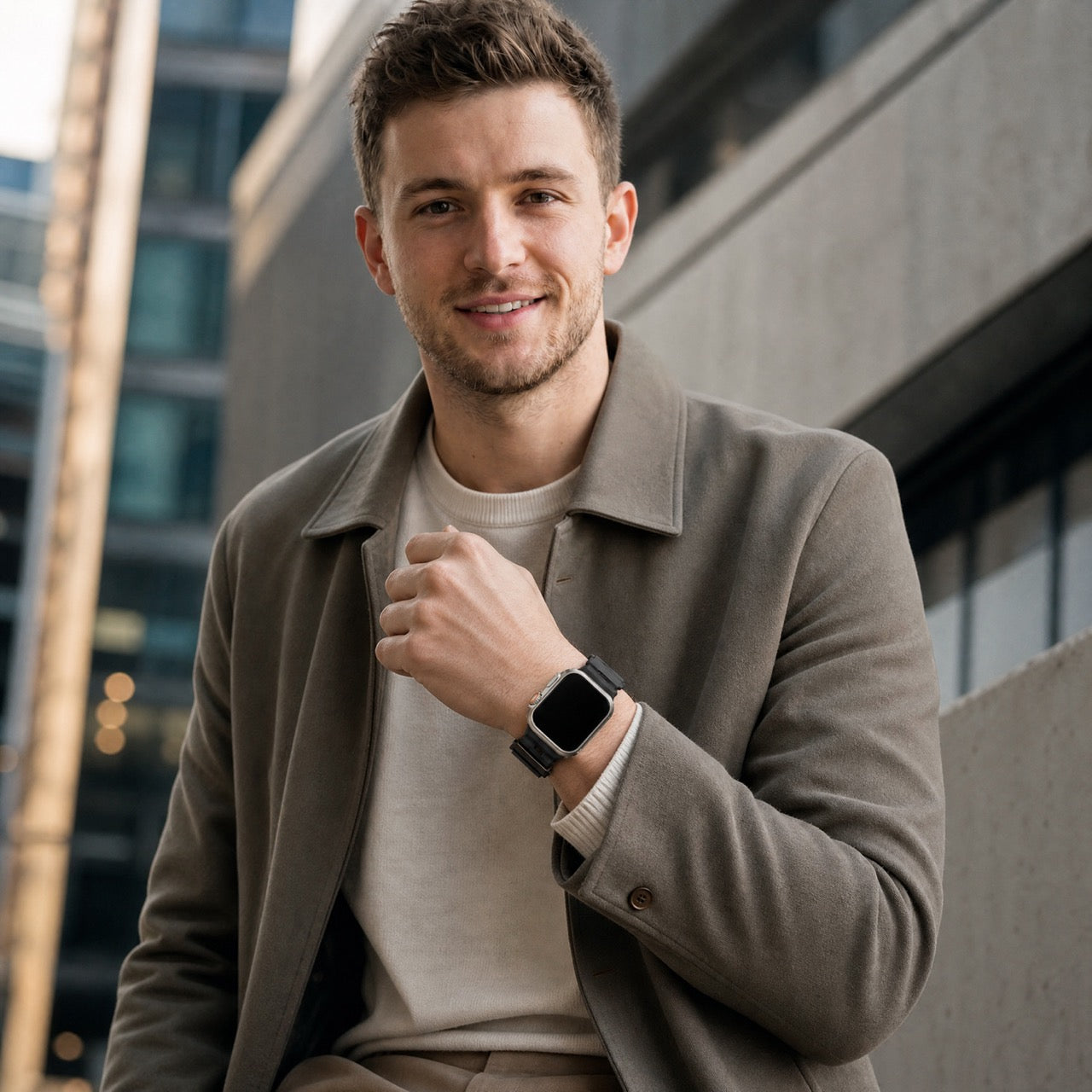 Apple Watch siliconen Ranger bandje - zwart