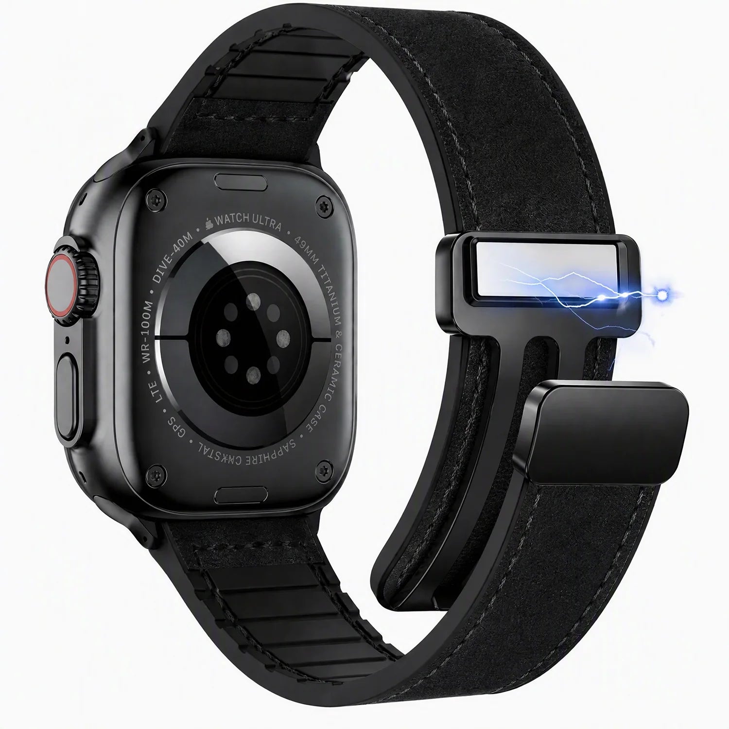 Apple Watch bandje Lennox - leer - zwart