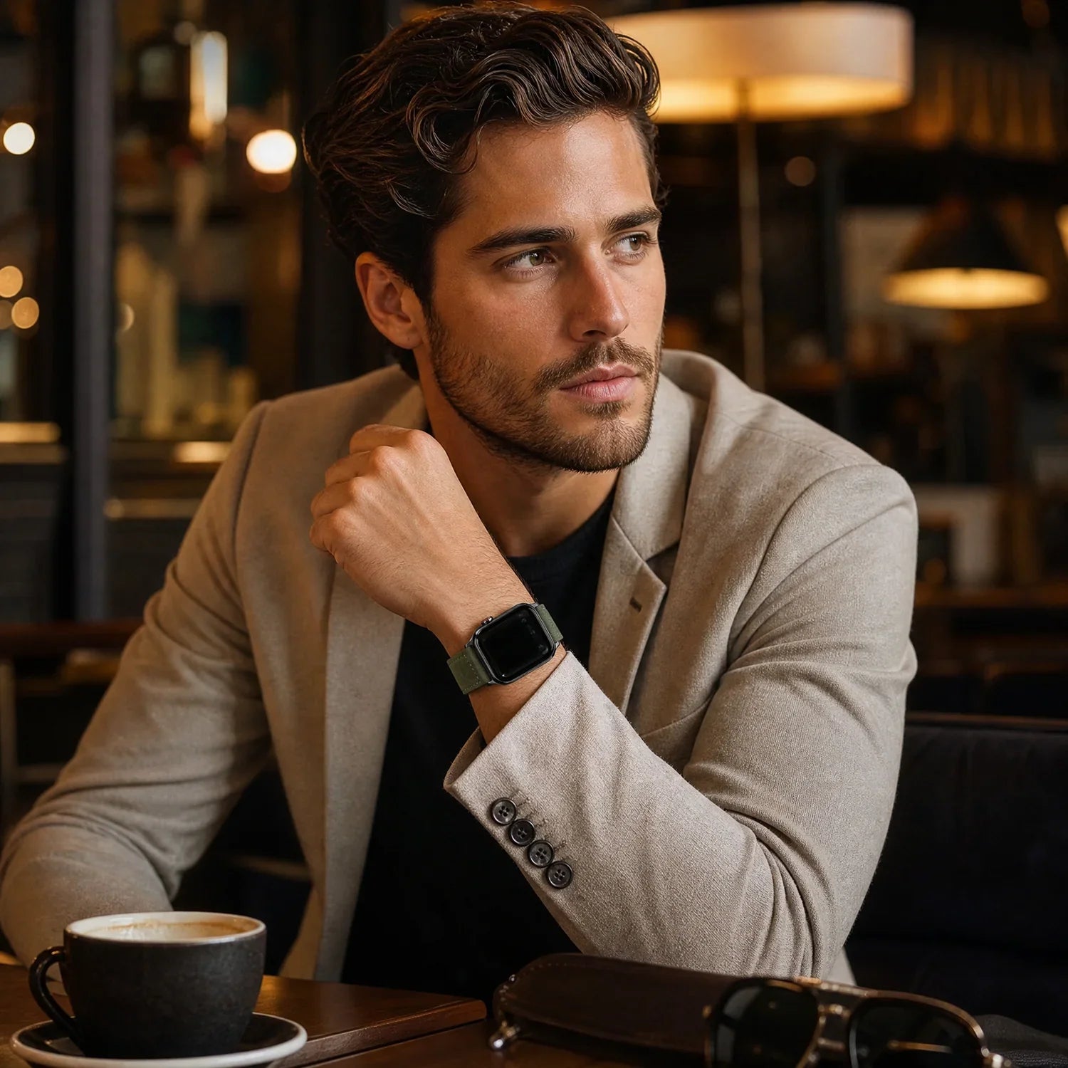 Apple Watch bandje Lennox - leer - groen