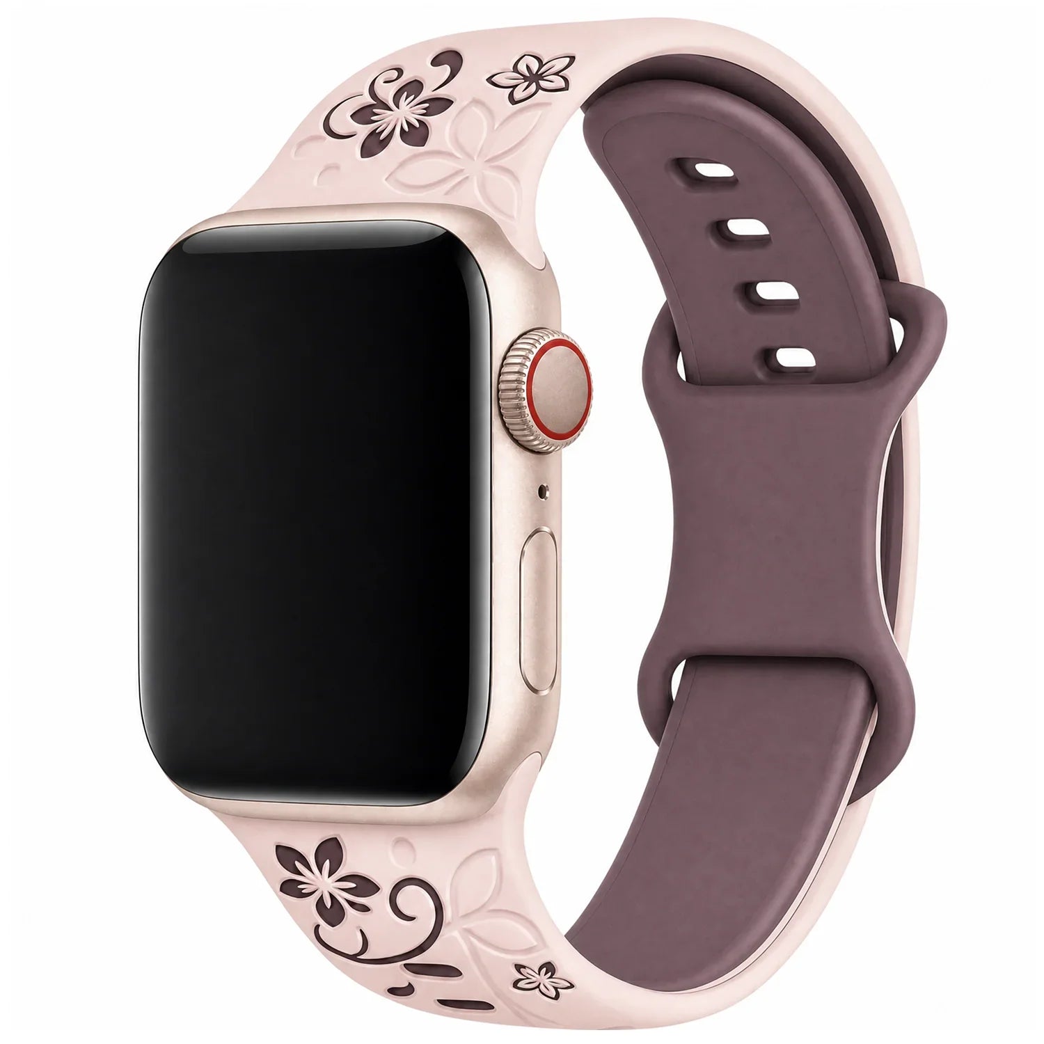 Apple Watch Livia bloemen print bandje - siliconen - roze