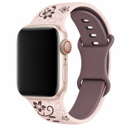 Apple Watch Livia bloemen print bandje - siliconen - roze