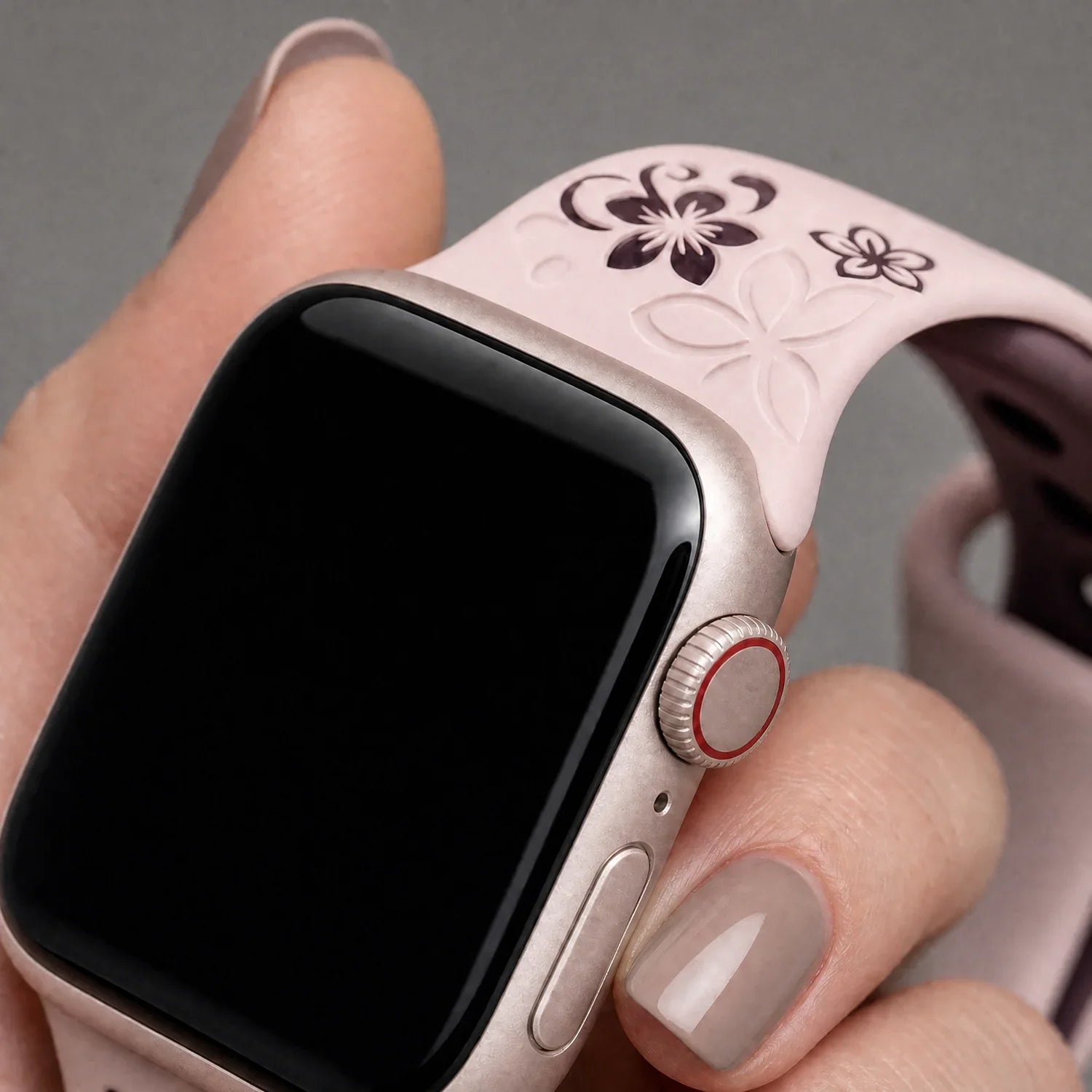 Apple Watch Livia bloemen print bandje - siliconen - roze