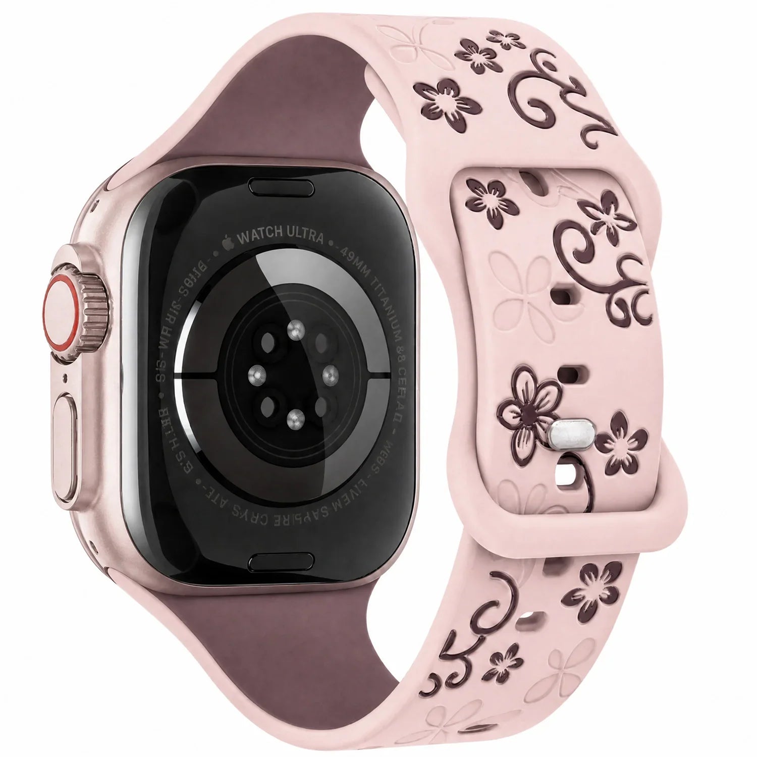 Apple Watch Livia bloemen print bandje - siliconen - roze