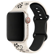 Apple Watch Livia bloemen print bandje - siliconen - sterrenlicht