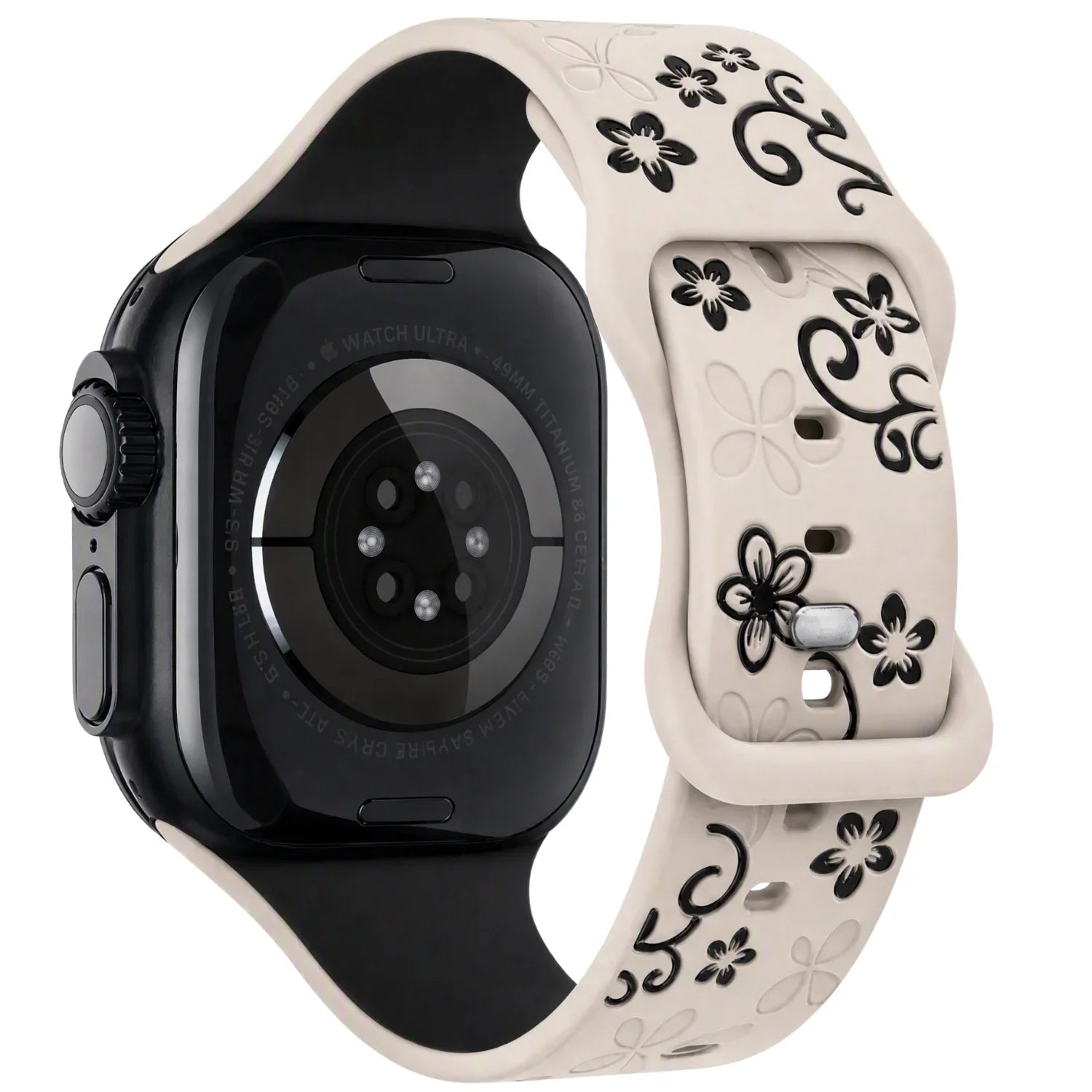 Apple Watch Livia bloemen print bandje - siliconen - sterrenlicht
