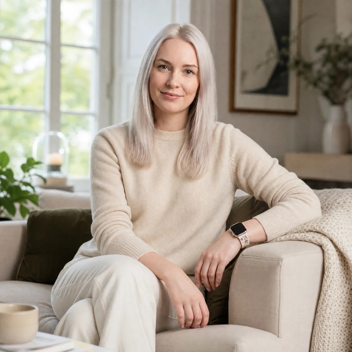 Apple Watch Livia bloemen print bandje - siliconen - sterrenlicht