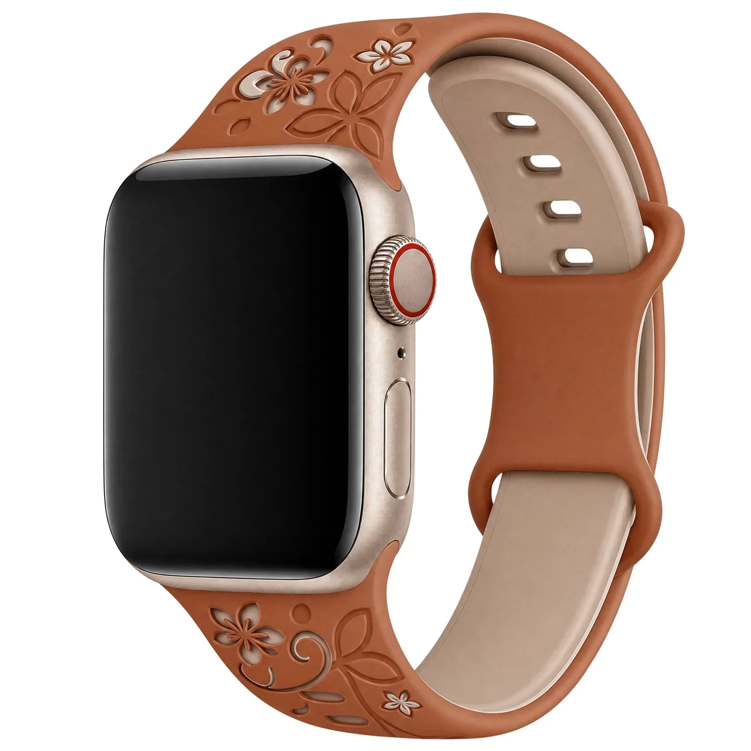 Apple Watch Livia bloemen print bandje - siliconen - bruin