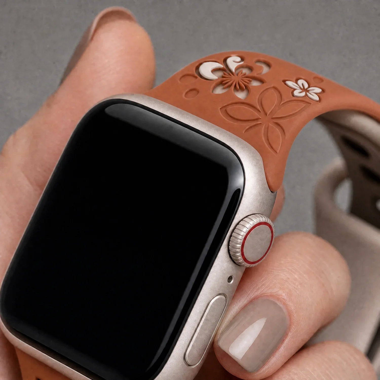 Apple Watch Livia bloemen print bandje - siliconen - bruin