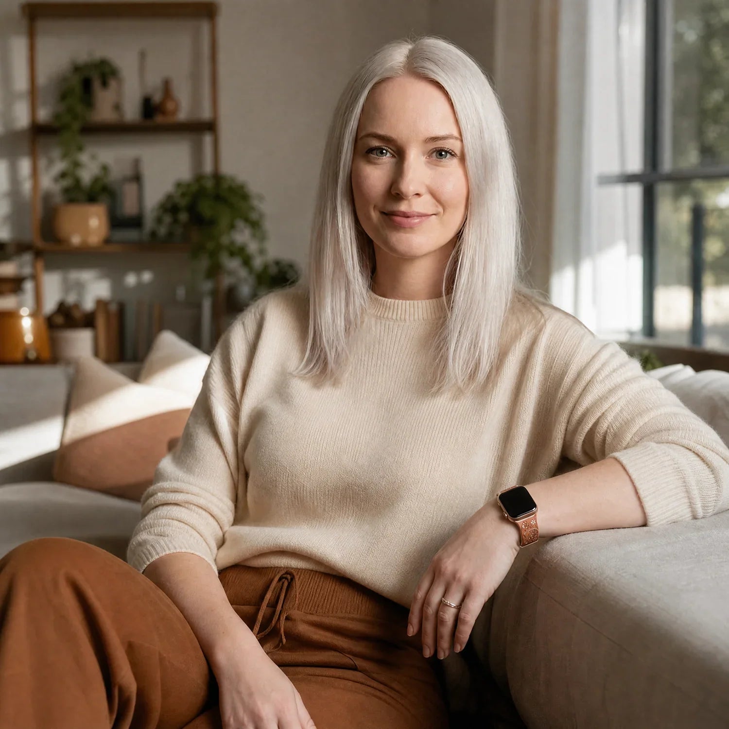 Apple Watch Livia bloemen print bandje - siliconen - bruin
