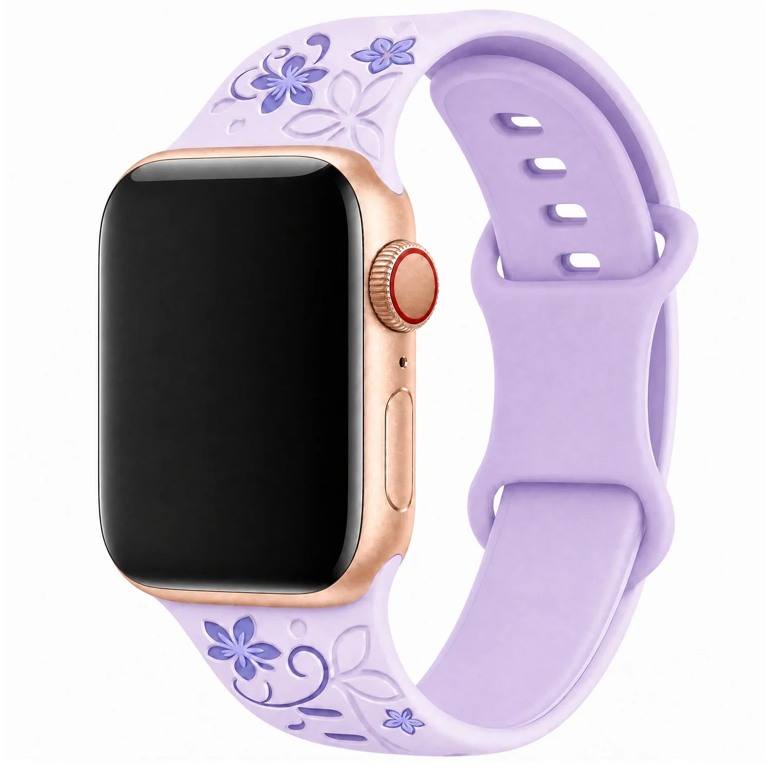 Apple Watch Livia bloemen print bandje - siliconen - paars