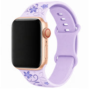 Apple Watch Livia bloemen print bandje - siliconen - paars