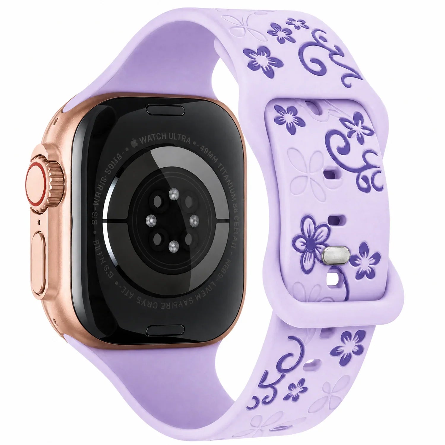 Apple Watch Livia bloemen print bandje - siliconen - paars