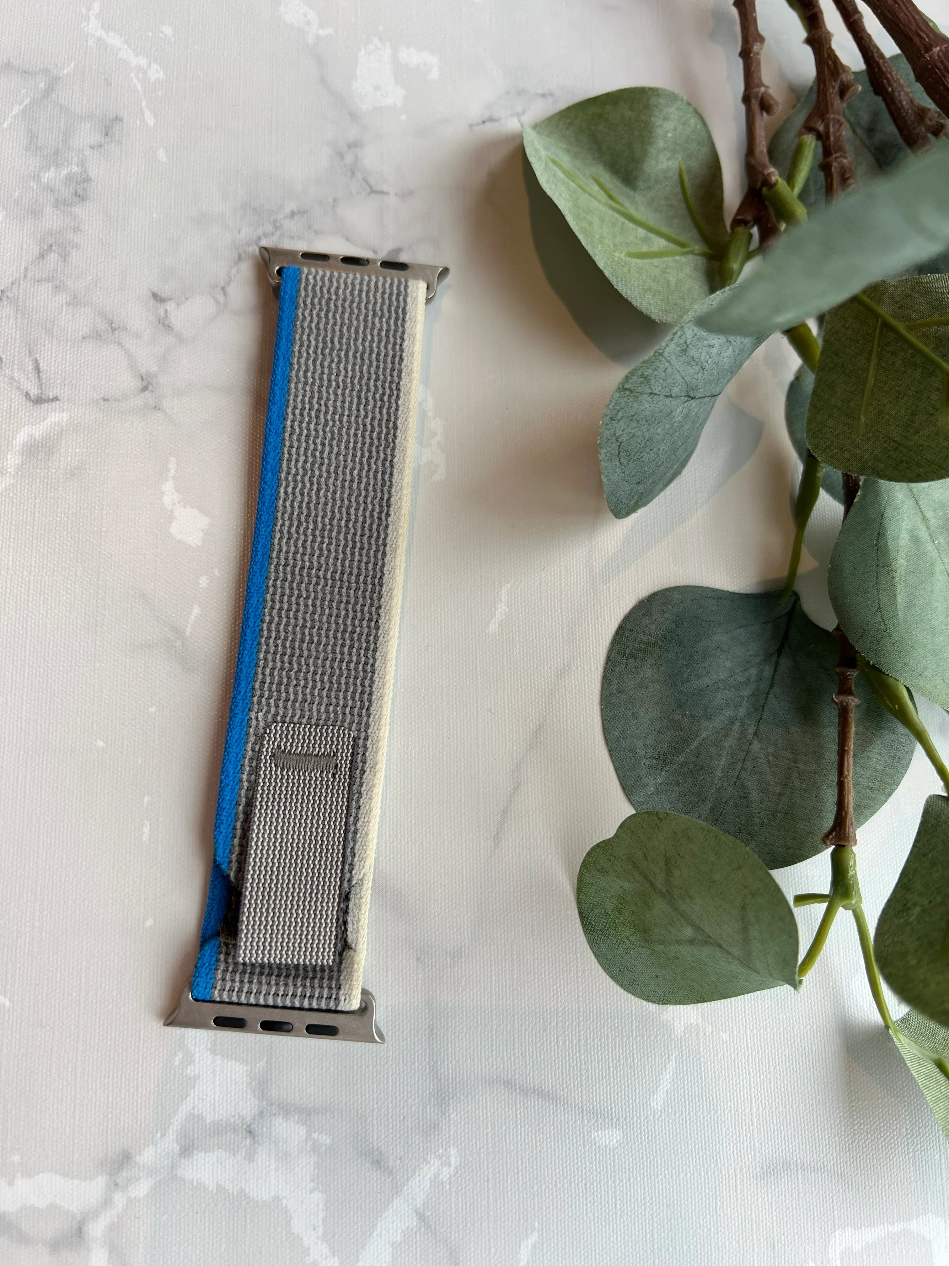 Apple Watch bandje Trail - nylon - blauw grijs