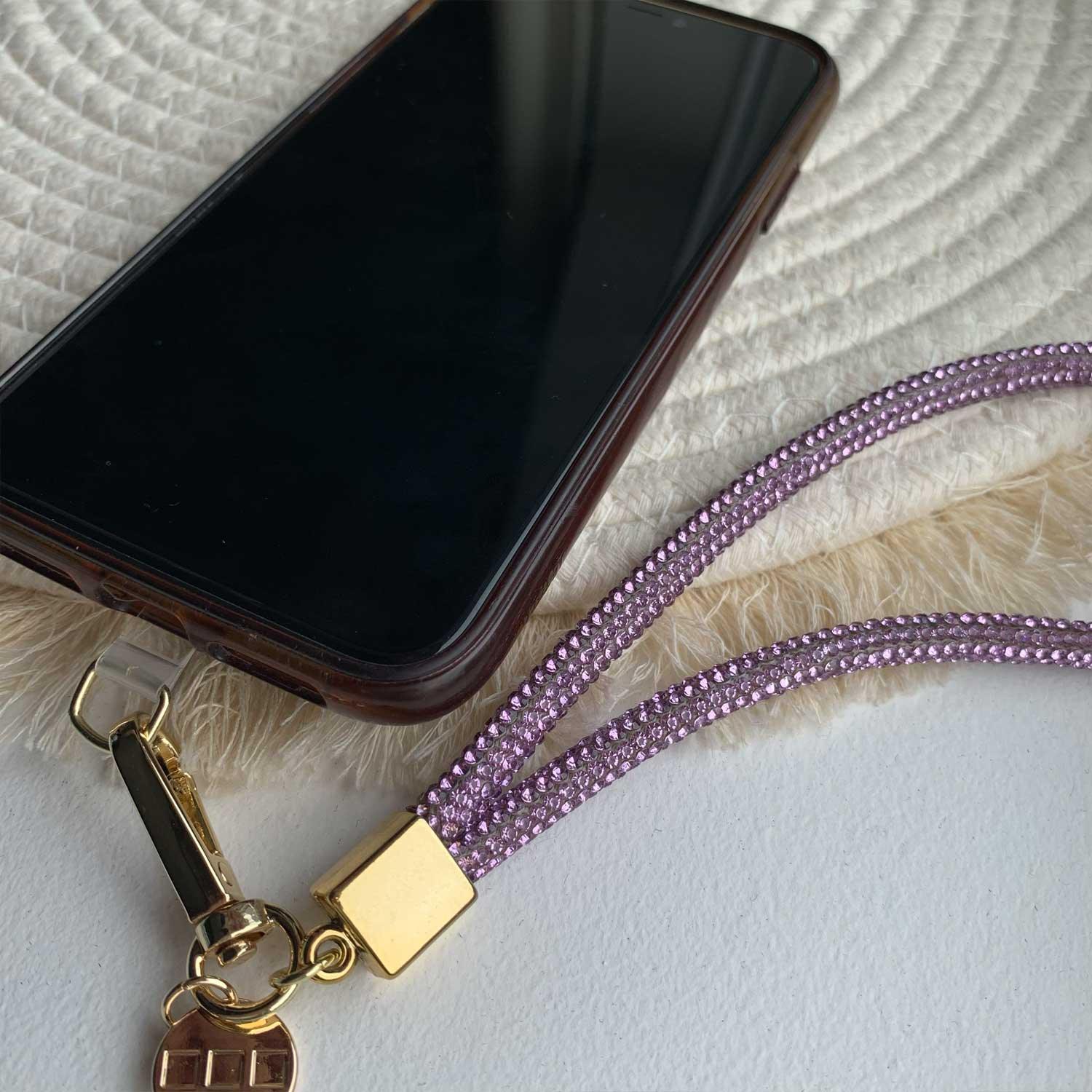 Telefoonkoord Diamond - paars - goud