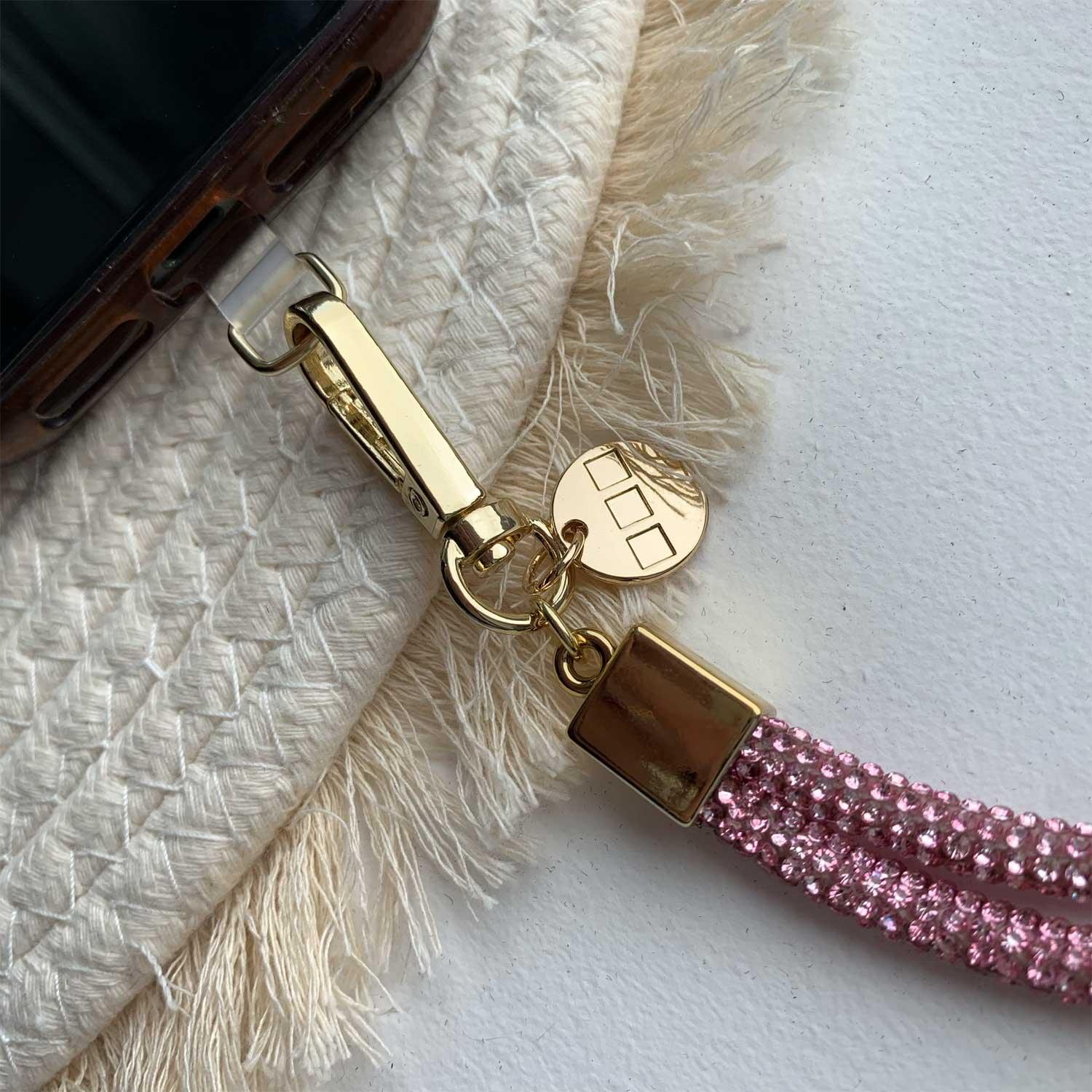 Telefoonkoord Diamond - roze - goud