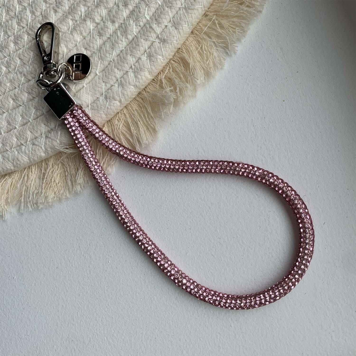 Telefoonkoord Diamond - roze - zilver