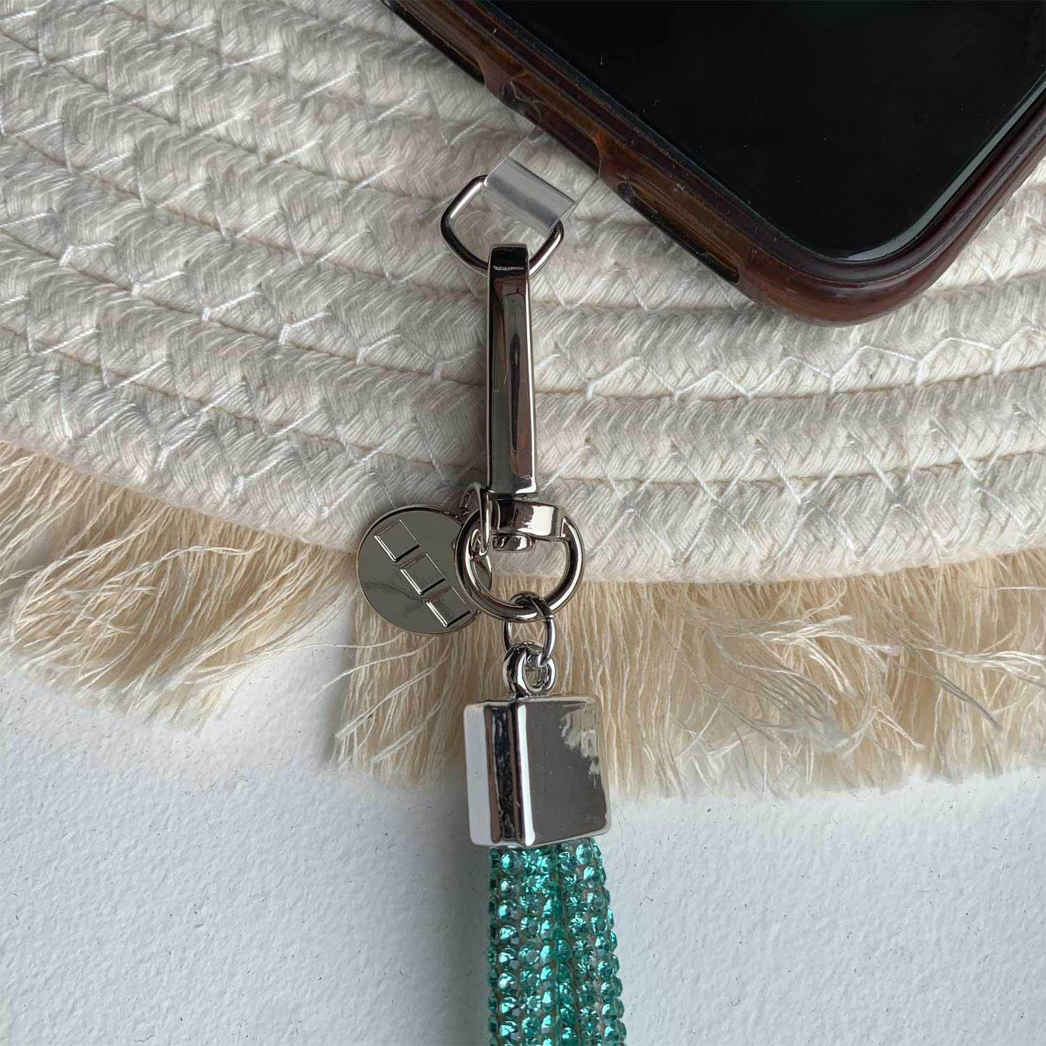 Telefoonkoord Diamond - zeeblauw - zilver