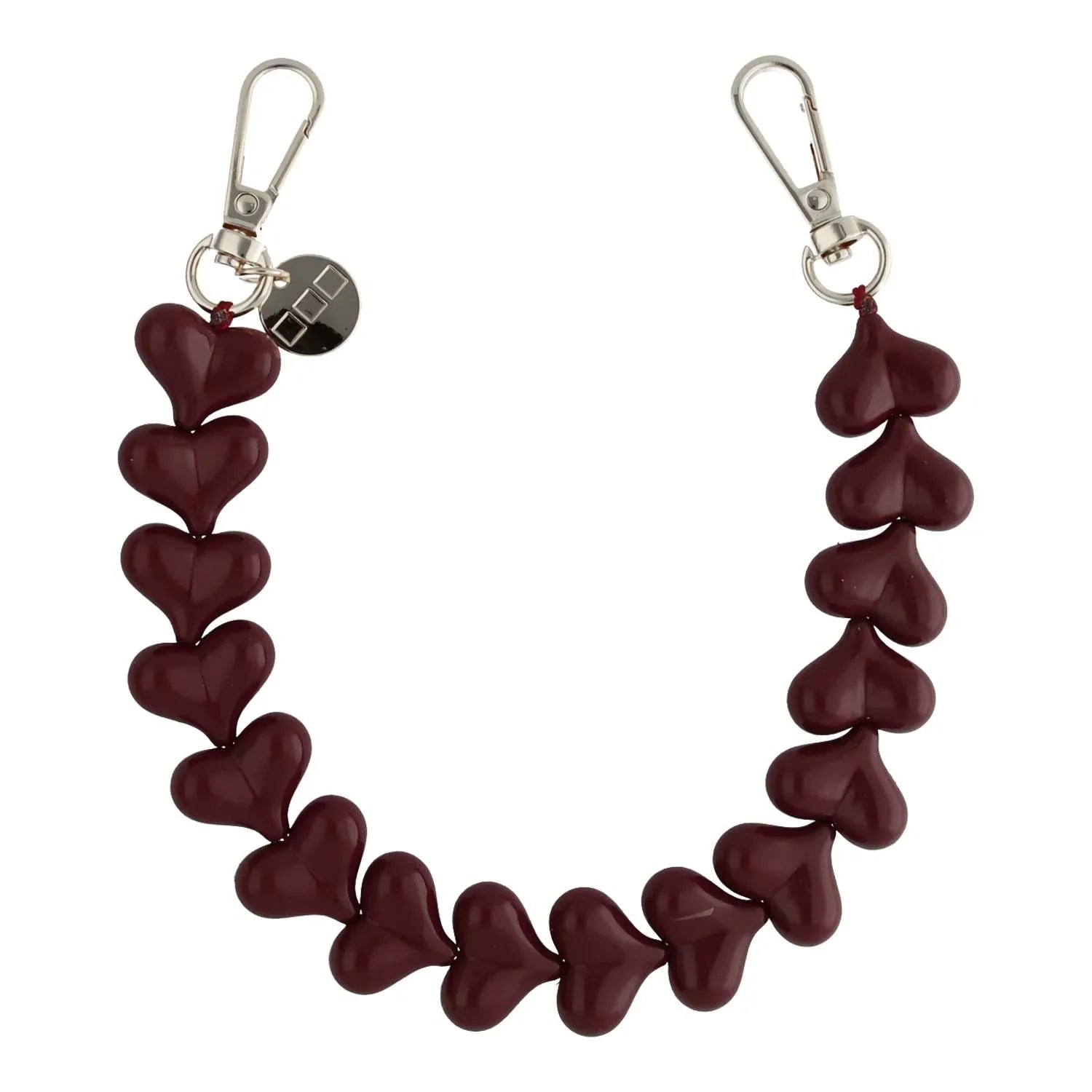 Telefoonkoord Heart - burgundy - zilver