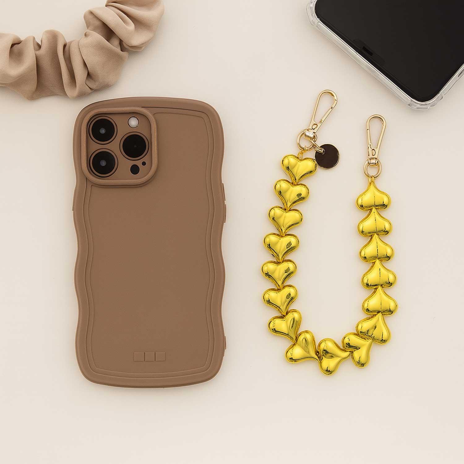 Telefoonkoord Heart - chrome goud - goud
