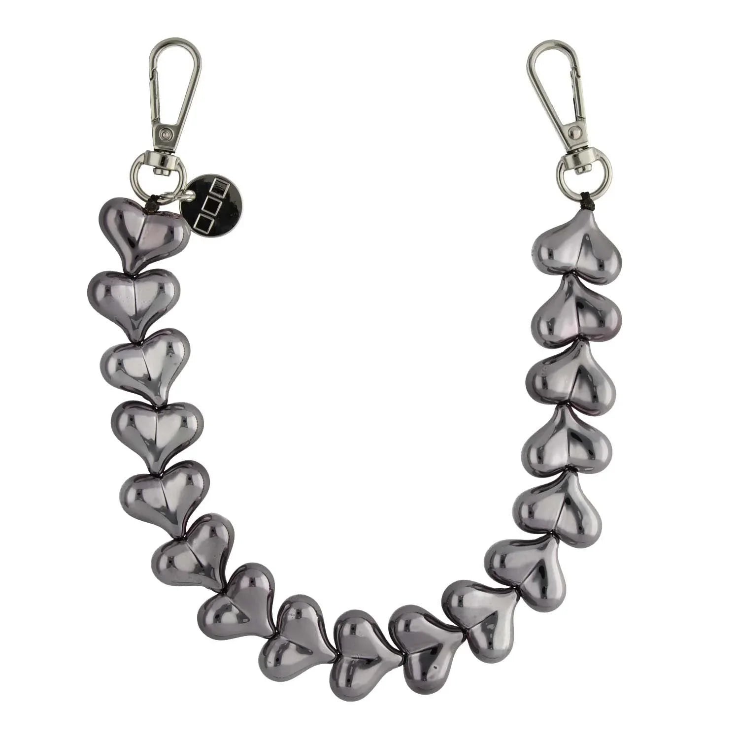 Telefoonkoord Heart - chrome zwart - zilver
