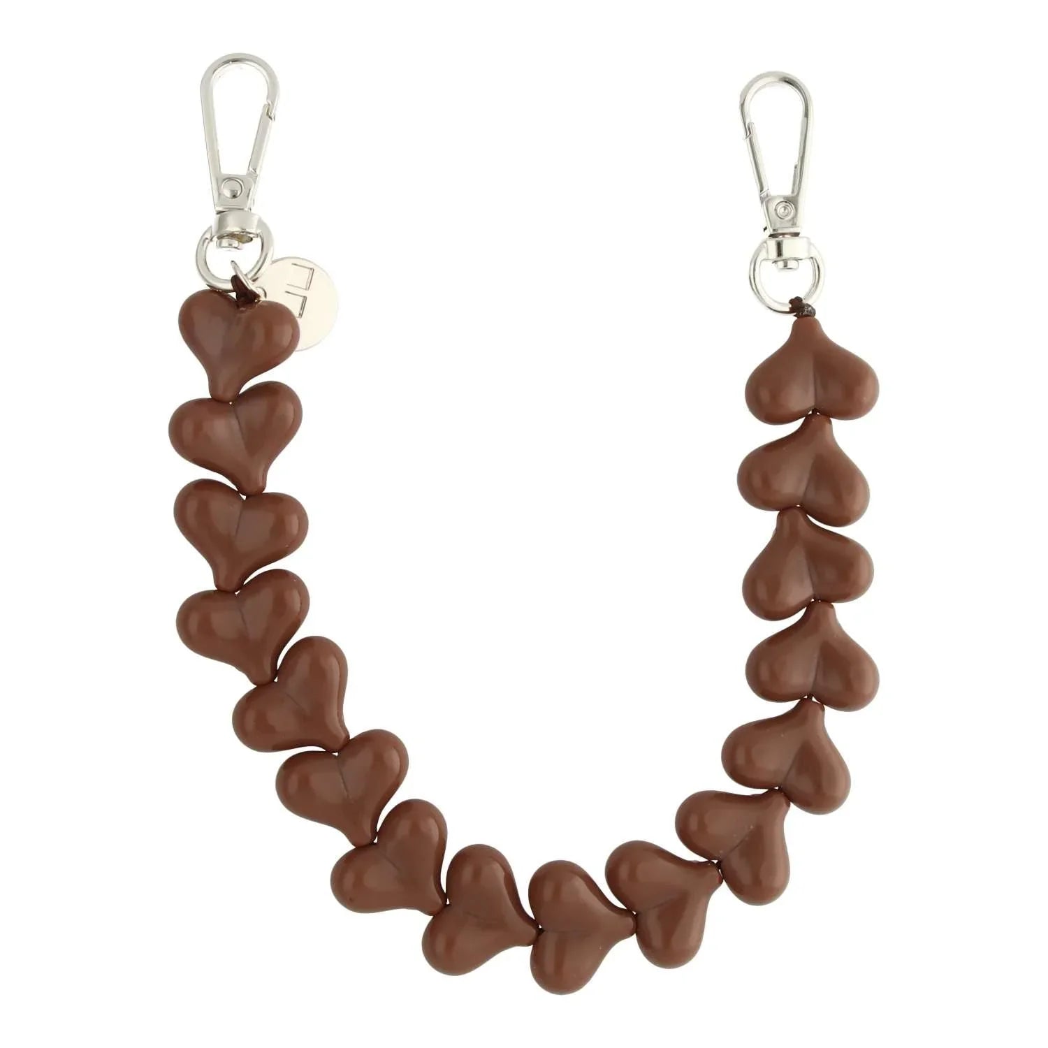 Telefoonkoord Heart - effen bruin - zilver