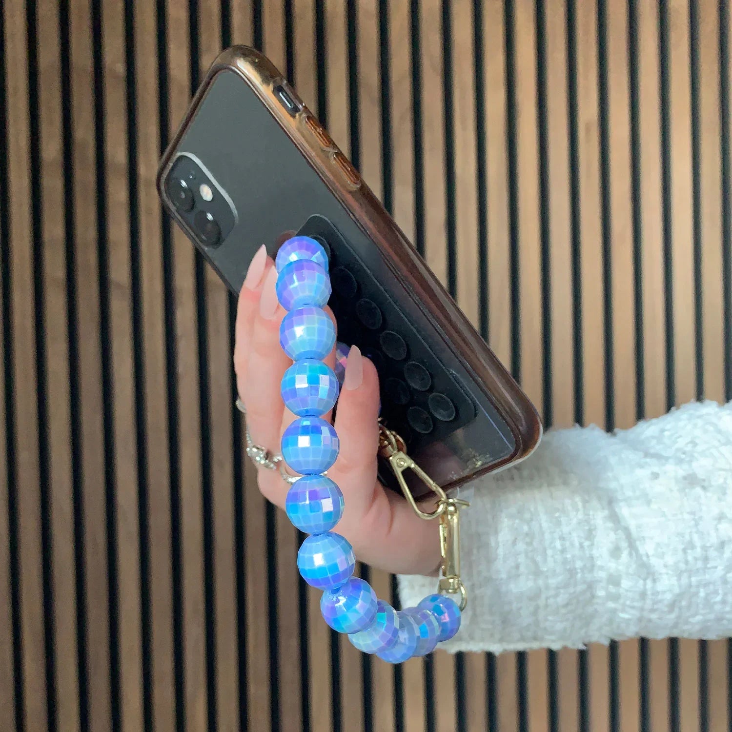 Telefoonkoord disco - blauw - goud