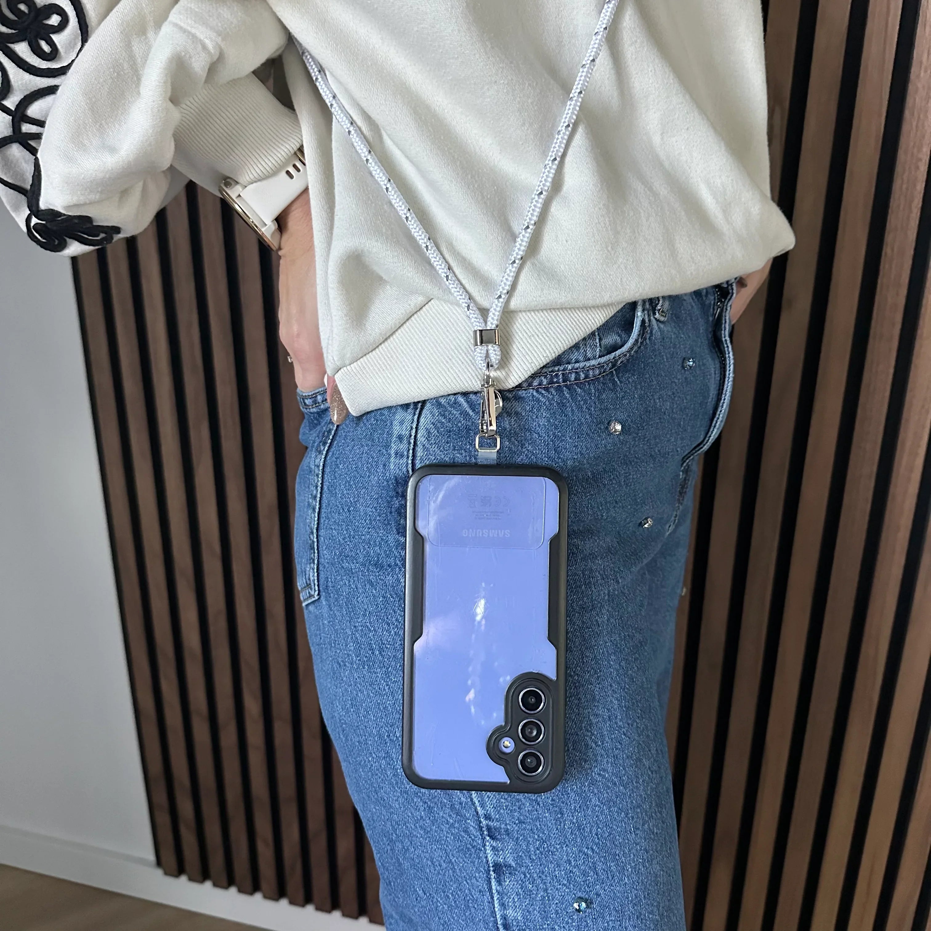 Telefoonkoord Longa - wit - zilver