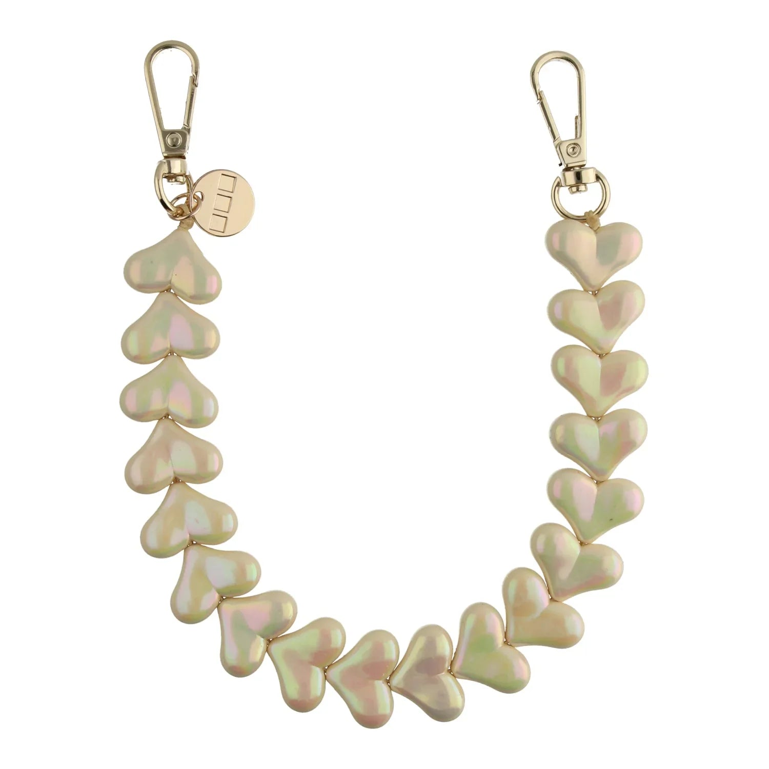 Telefoonkoord Heart - beige glimmend - goud