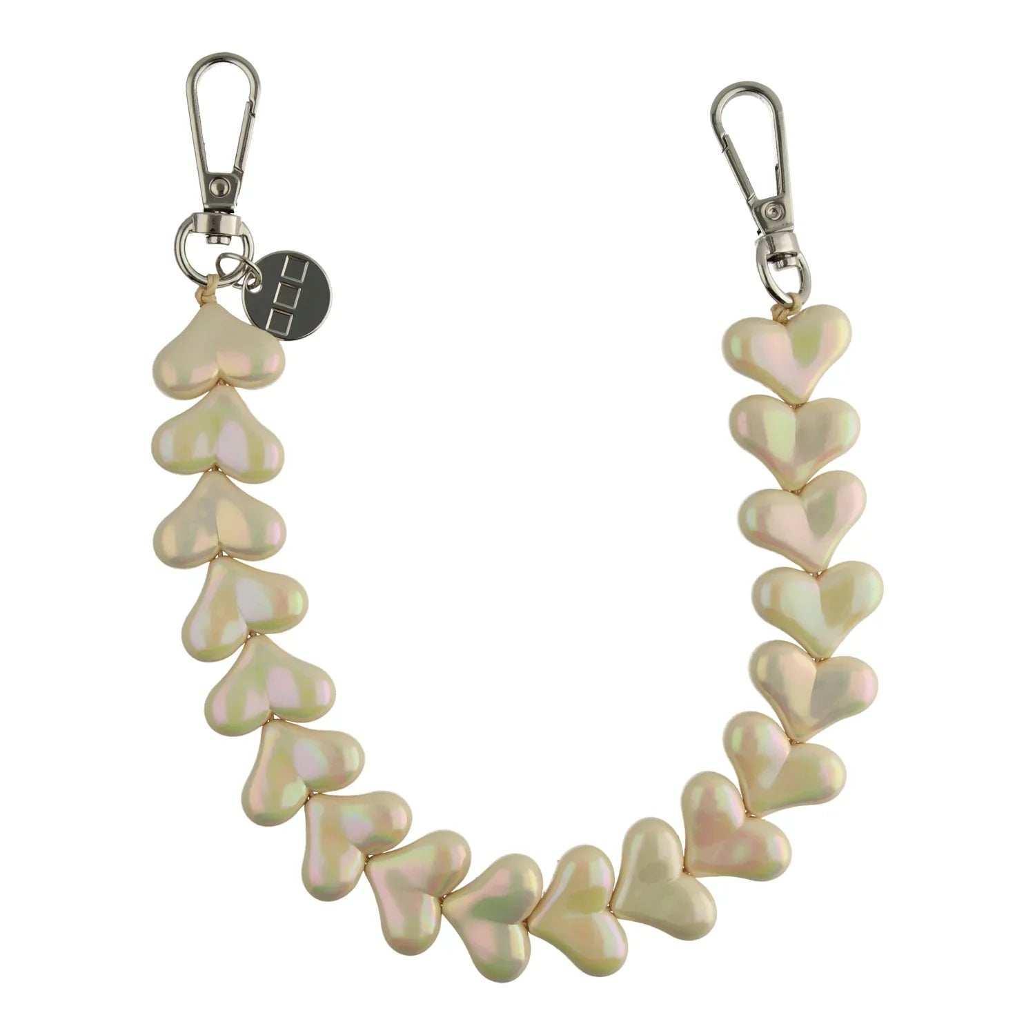 Telefoonkoord Heart - beige glimmend - zilver